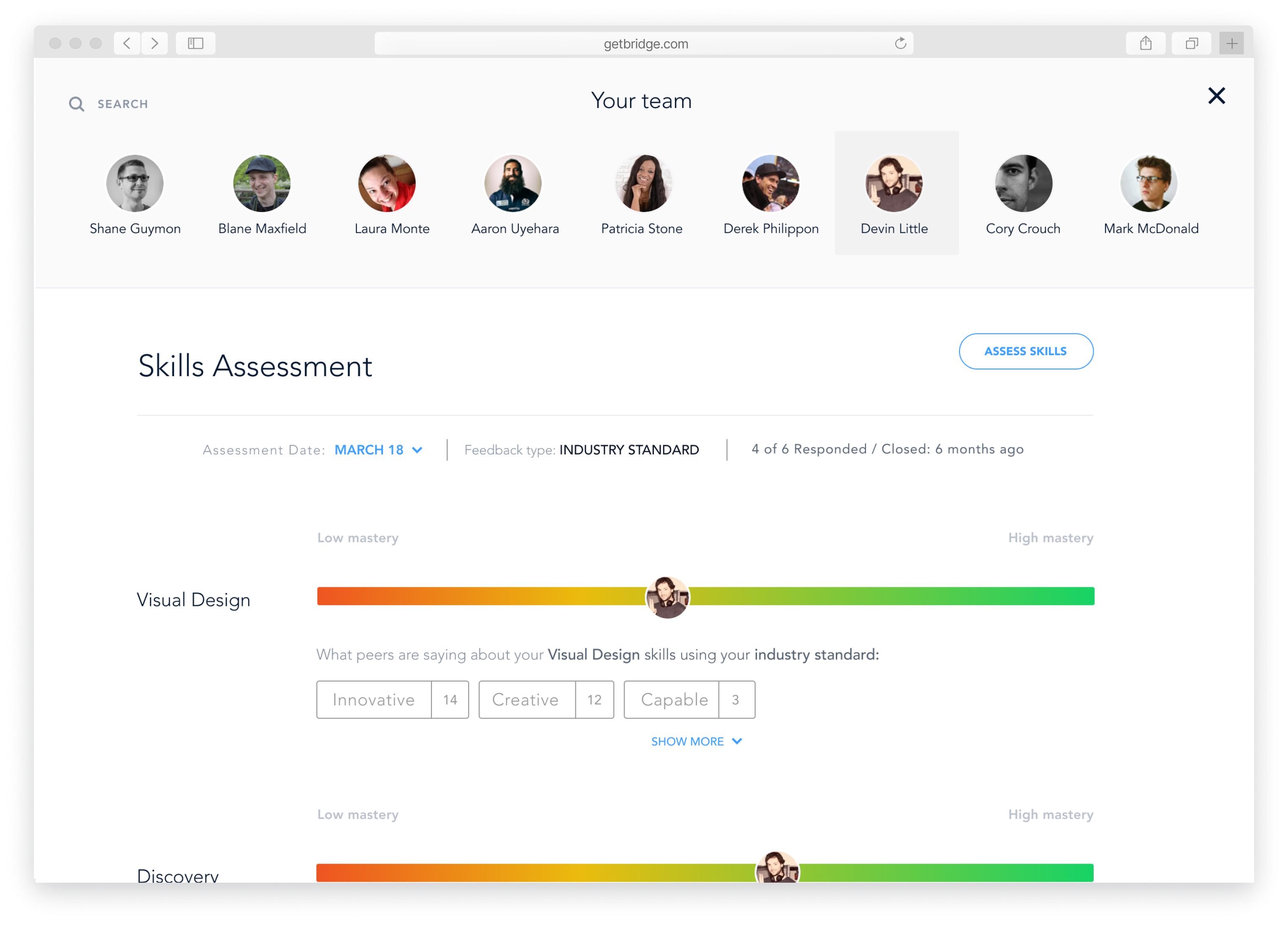 Bridge Skill Assessments — Admin, Manager, and Employee surfaces
